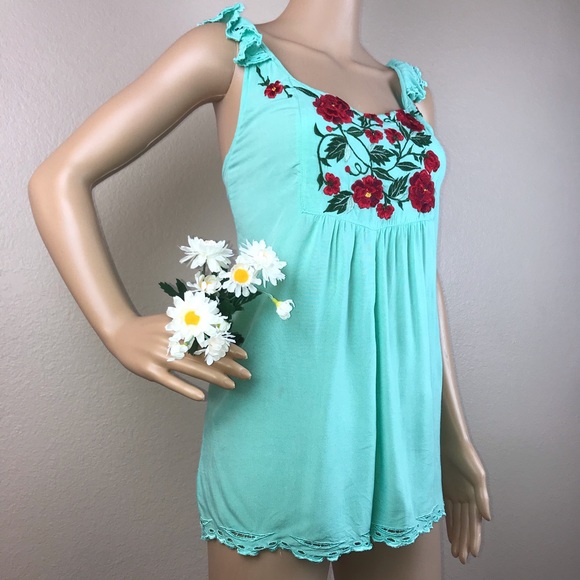 Bali LAKRA Embroidered Roses Crochet Lace Ruffle Playsuit Romper Jumper - Picture 4 of 10